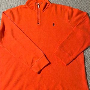 Ralph Lauren 3/4 zipper sweater. College Orange. XXL.
